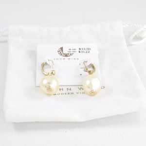 NWT John Wind Simulated Baroque Pearl Drop Earrings